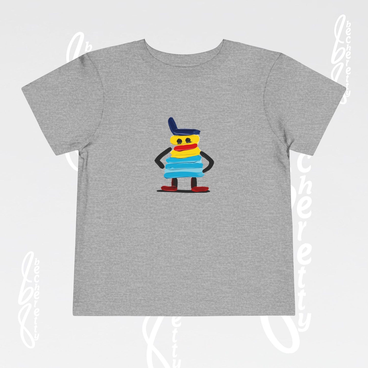Toddler Tee – Cute Cartoon Abstract - Becheretty Minimalist Art Graphic - Colorful Playful Character T-Shirt