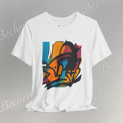 "Neon Fracture" — T-Shirt Becheretty - It captures the aesthetic of the shapes while nodding to those electric 80s/90s colors.