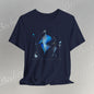 "Abstract Blue Aviary" Modern Art Graphic T-Shirt Becheretty - Unique Nature Lover Tee, Soft Cotton Fashion Top