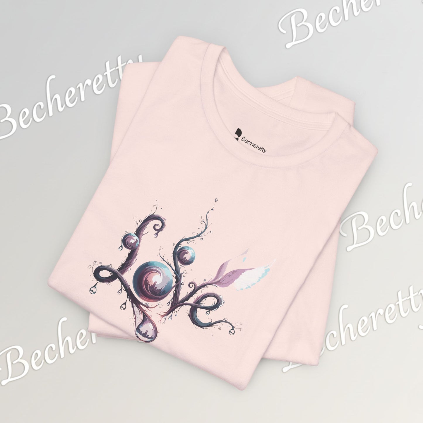 Love Script Tee - Romantic Floral Typography T-Shirt - Art Graphic Becheretty - Ideal gift for your loved one