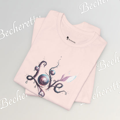 Love Script Tee - Romantic Floral Typography T-Shirt - Art Graphic Becheretty - Ideal gift for your loved one