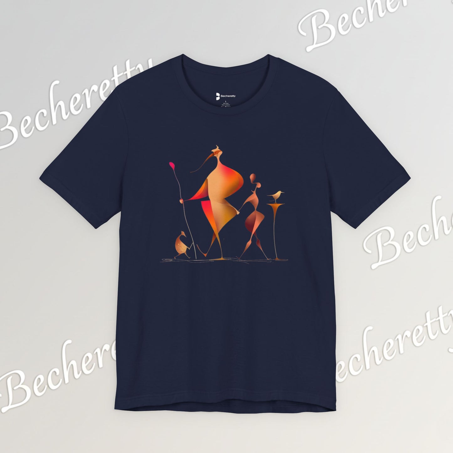 "Gilded Strangers" Graphic T-Shirt Becheretty - A Journey Through an Abstract World of Mythic Beings