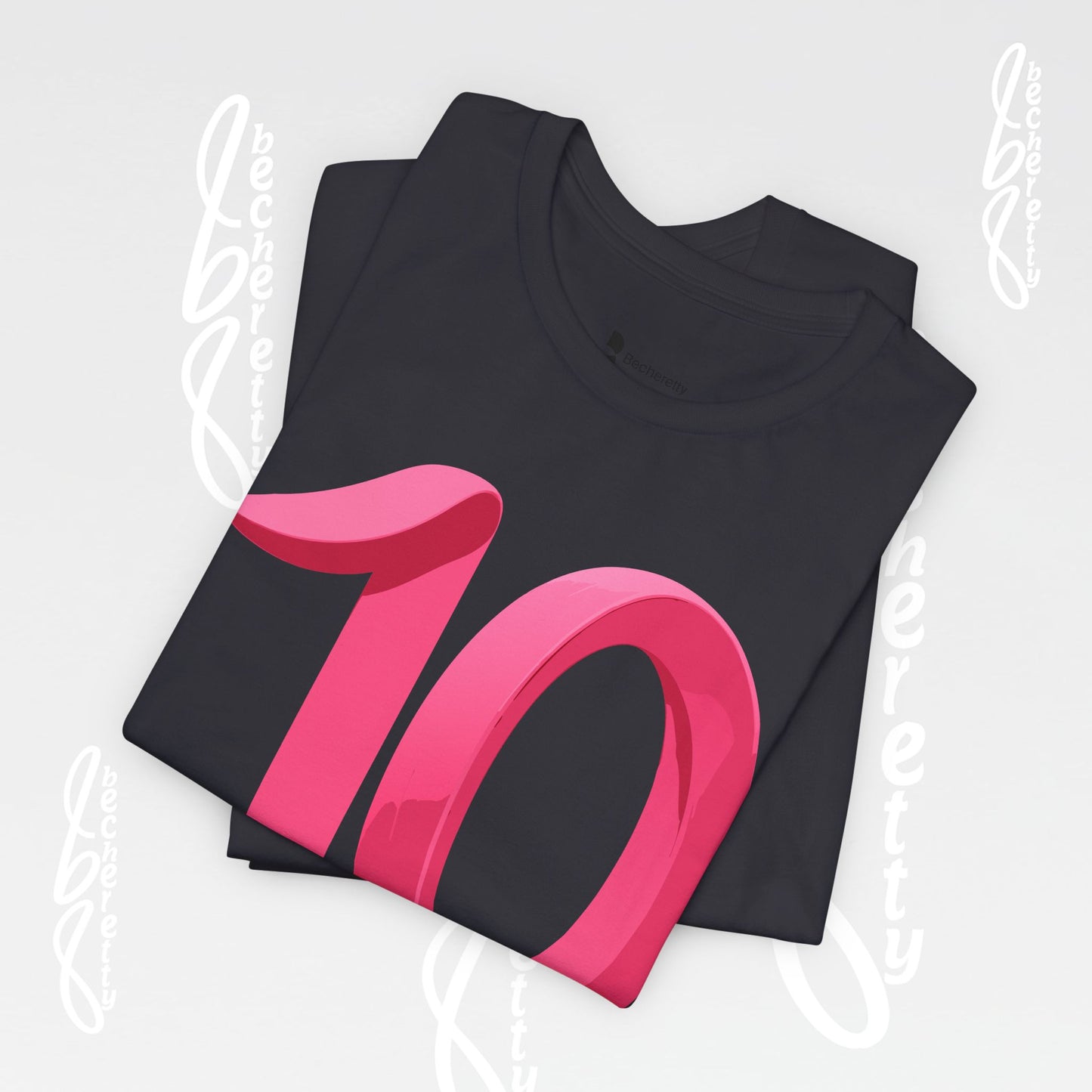Pink Number 10 - Graphic Tee - Becheretty Minimalist Style - Everyday Comfort - Ideal Gift for Sports Lovers
