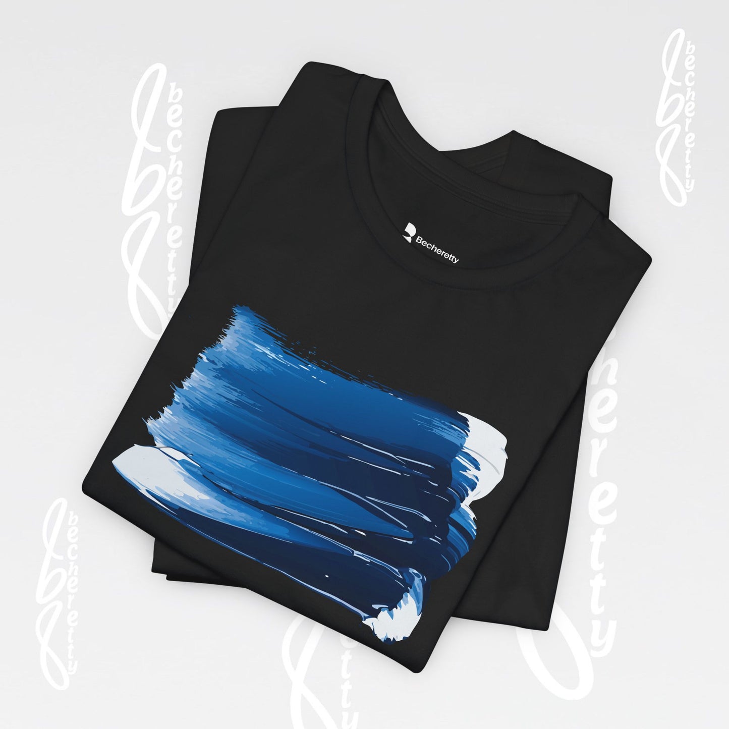 Stylish Blue Brushstroke Unisex Tee - Wear the Passion. Wear the Art - Becheretty - Perfect for summer day by the beach.