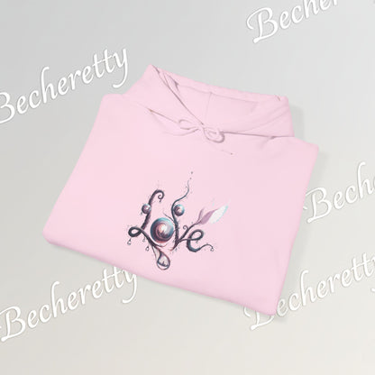 Love Floral Hoodie - Romantic Script - Art Graphic Becheretty - Perfect Gift for your loved one