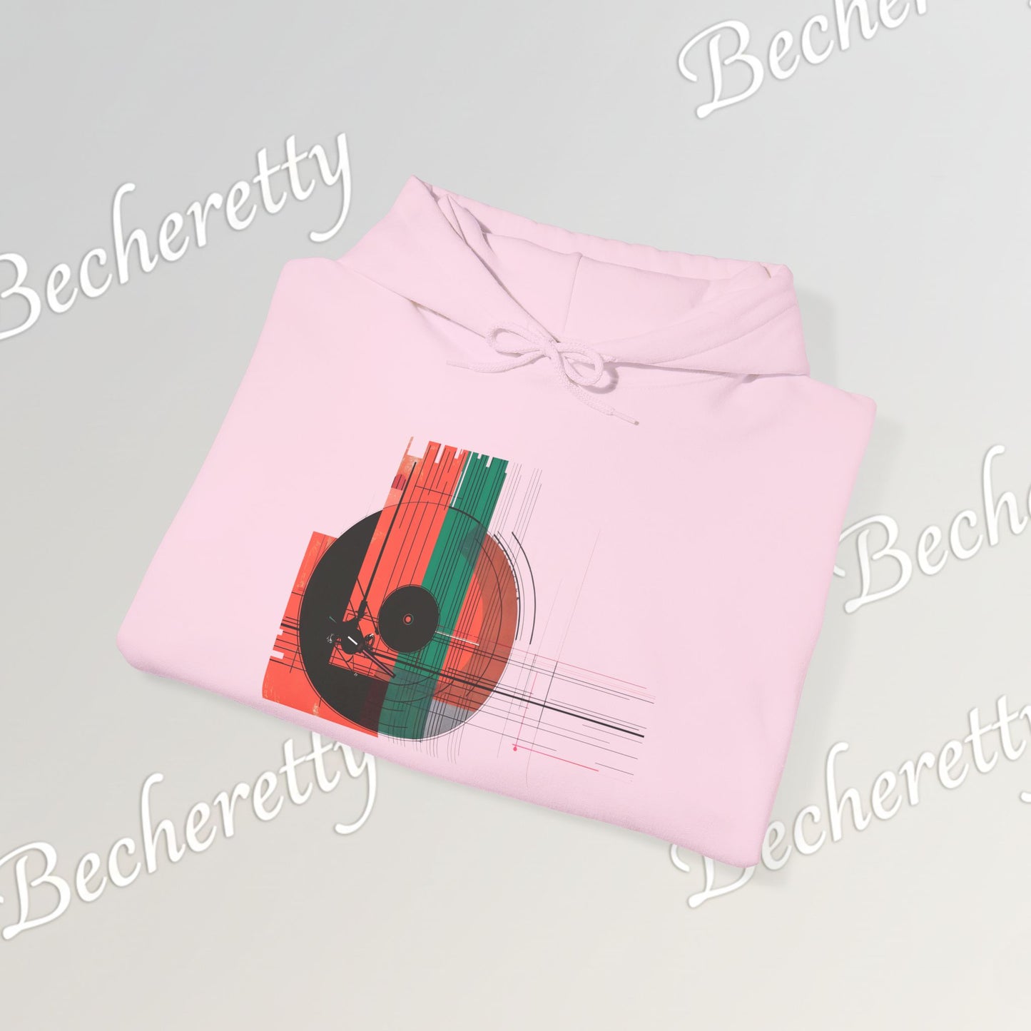 The Vinyl Echo "DJ" Hoodie - Art Graphic Becheretty - The classic vinyl record through a lens of modern geometry