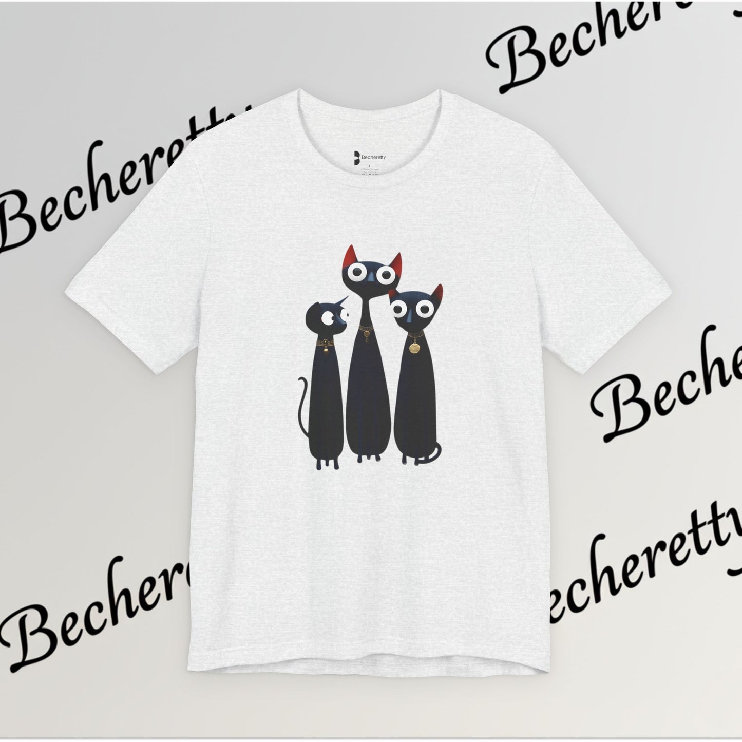 T-Shirt "Three Stylized Black Cats" | Cute Minimal Graphic Becheretty - Modern, artful touch