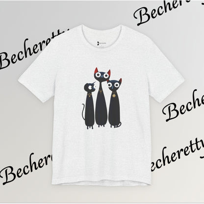 T-Shirt "Three Stylized Black Cats" | Cute Minimal Graphic Becheretty - Modern, artful touch