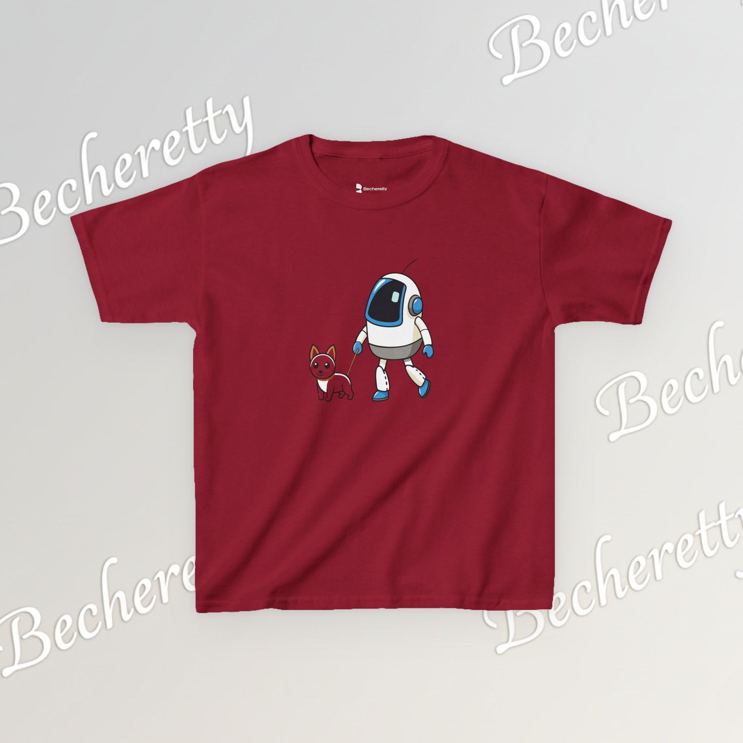 Cute Kids Robot & Dog  - T-Shirt for Youth - Art Graphic Becheretty - Gift for Children