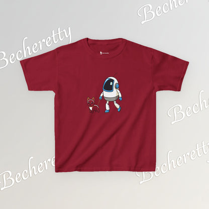 Cute Kids Robot & Dog  - T-Shirt for Youth - Art Graphic Becheretty - Gift for Children