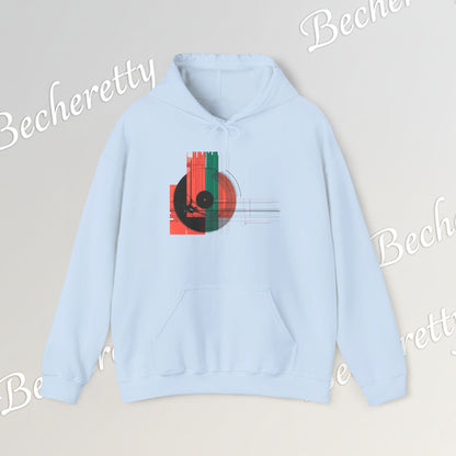 The Vinyl Echo "DJ" Hoodie - Art Graphic Becheretty - The classic vinyl record through a lens of modern geometry
