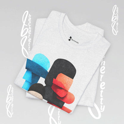 Abstract Face Graphic Tee - Colorful Design Becheretty - Silent Dialogue - Casual Wear
