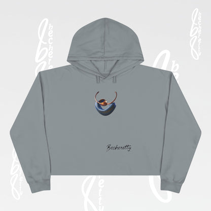 Trendy Crop Hoodie with Artistic Necklace Design Becheretty - Fashionable Sweatshirt, Gift for Her, Casual Wear, Stylish Loungewear