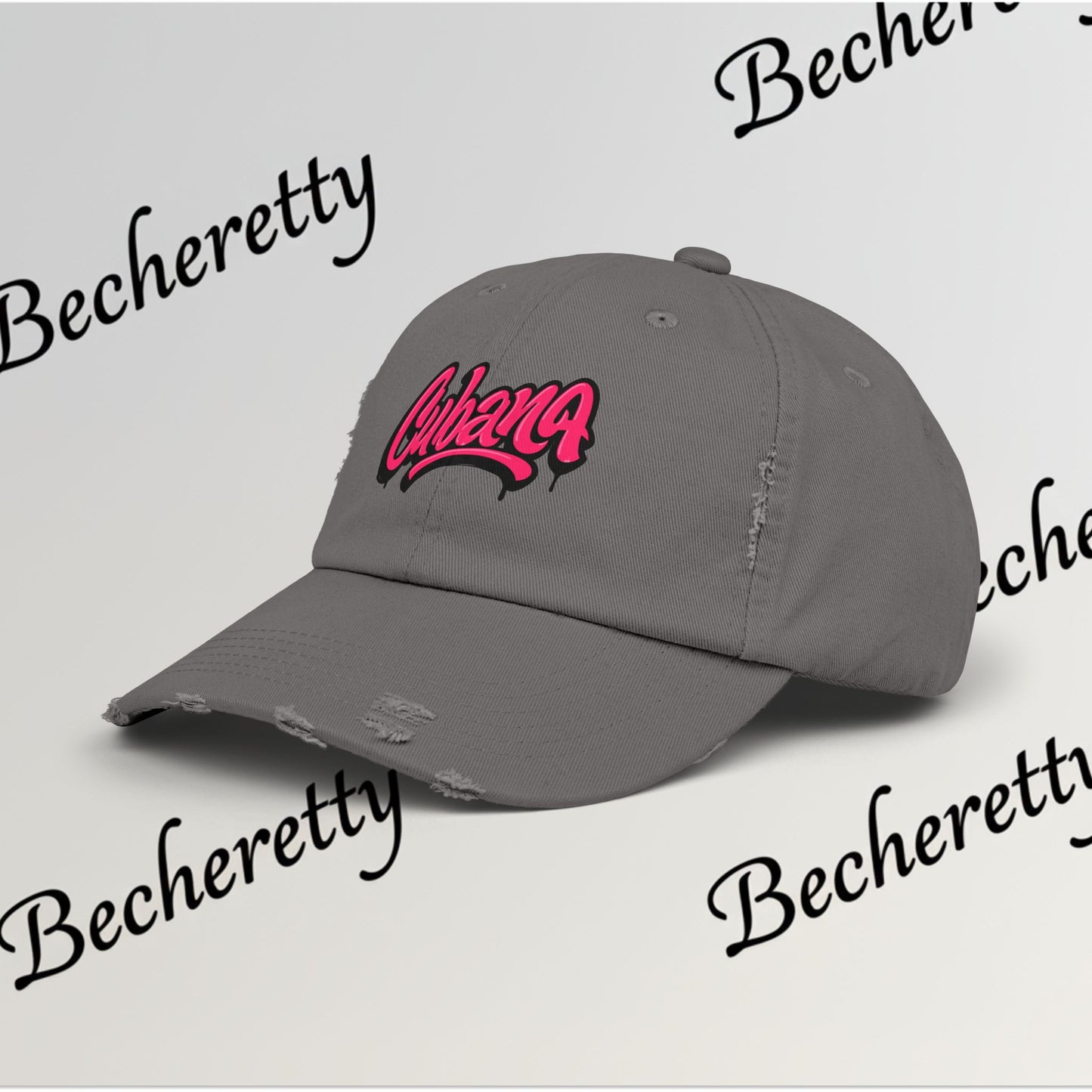 Dad Hat "Cubana" Art Graphic Becheretty — Pink Script Cap - An ideal and authentic gift for your friend