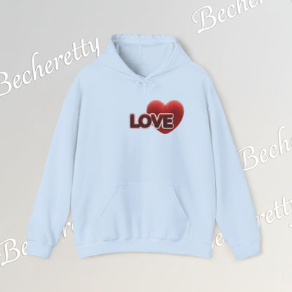 "LOVE" Plush Covered in Fur Graphic Hoodie - Art Minimalist Becheretty - Valentins day & Casual Wear