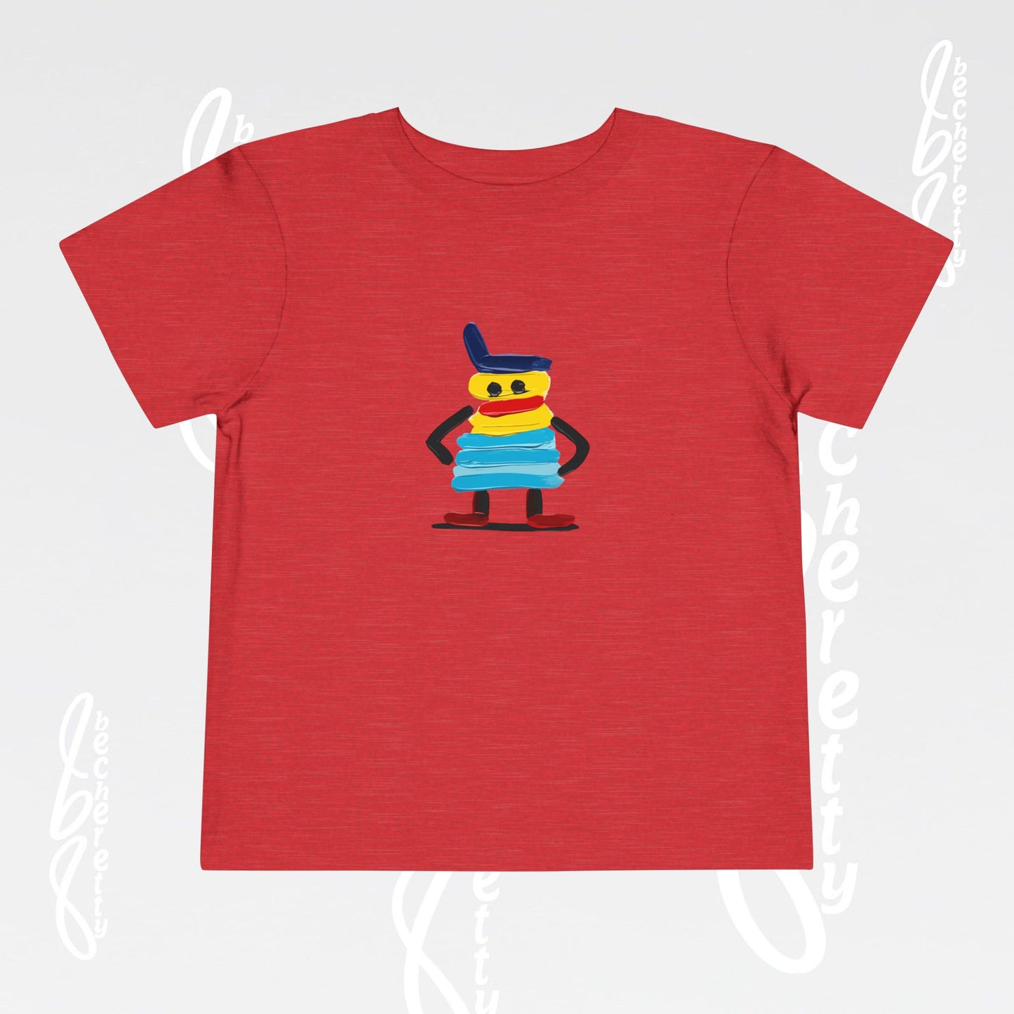 Toddler Tee – Cute Cartoon Abstract - Becheretty Minimalist Art Graphic - Colorful Playful Character T-Shirt