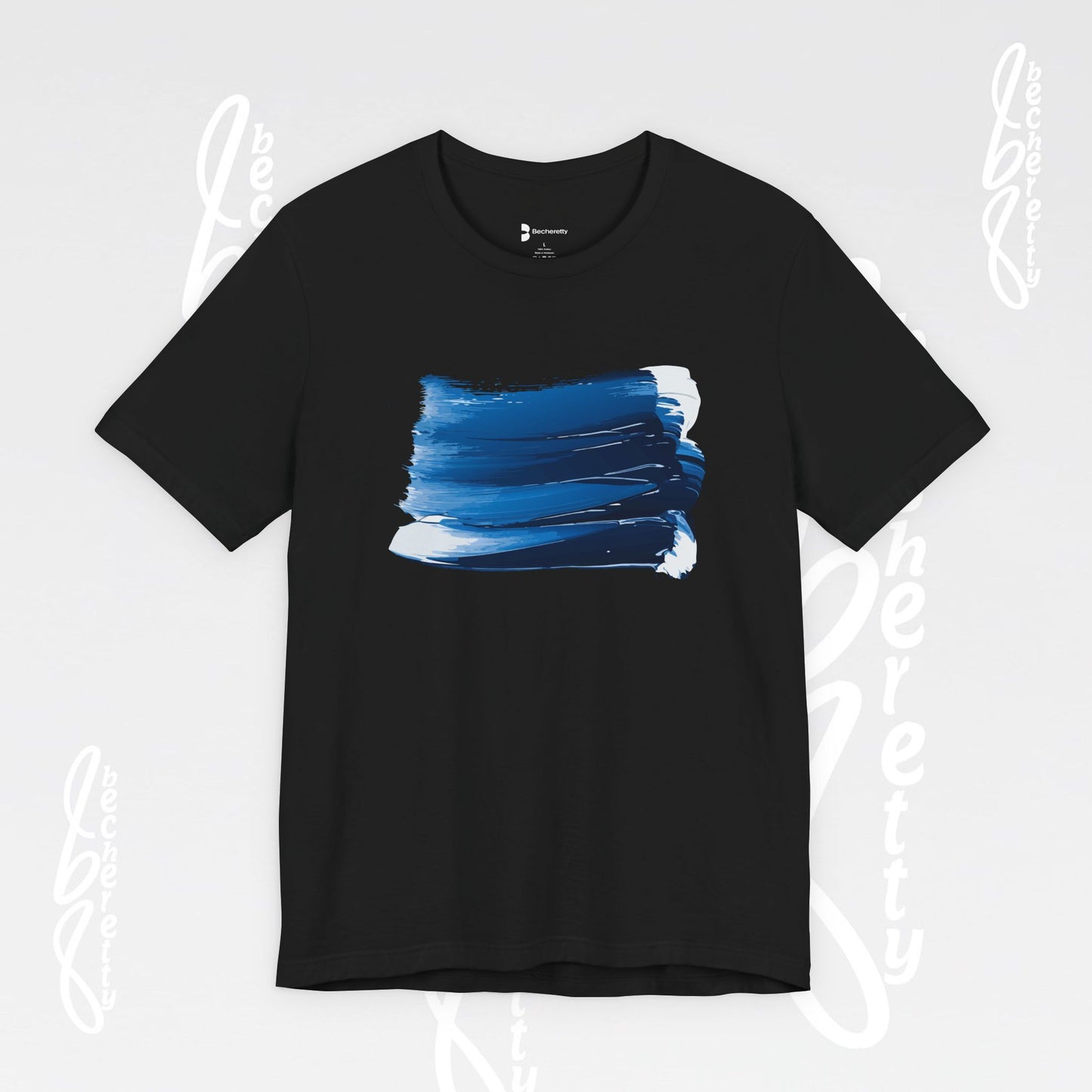 Stylish Blue Brushstroke Unisex Tee - Wear the Passion. Wear the Art - Becheretty - Perfect for summer day by the beach.
