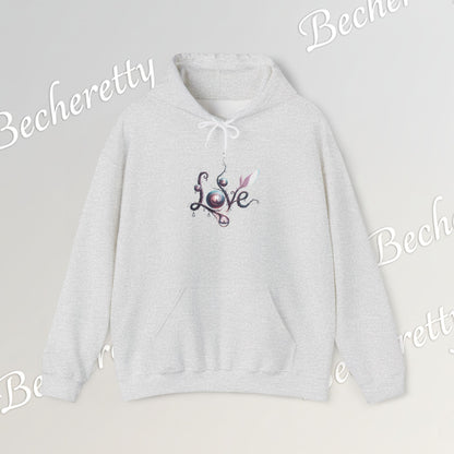 Love Floral Hoodie - Romantic Script - Art Graphic Becheretty - Perfect Gift for your loved one