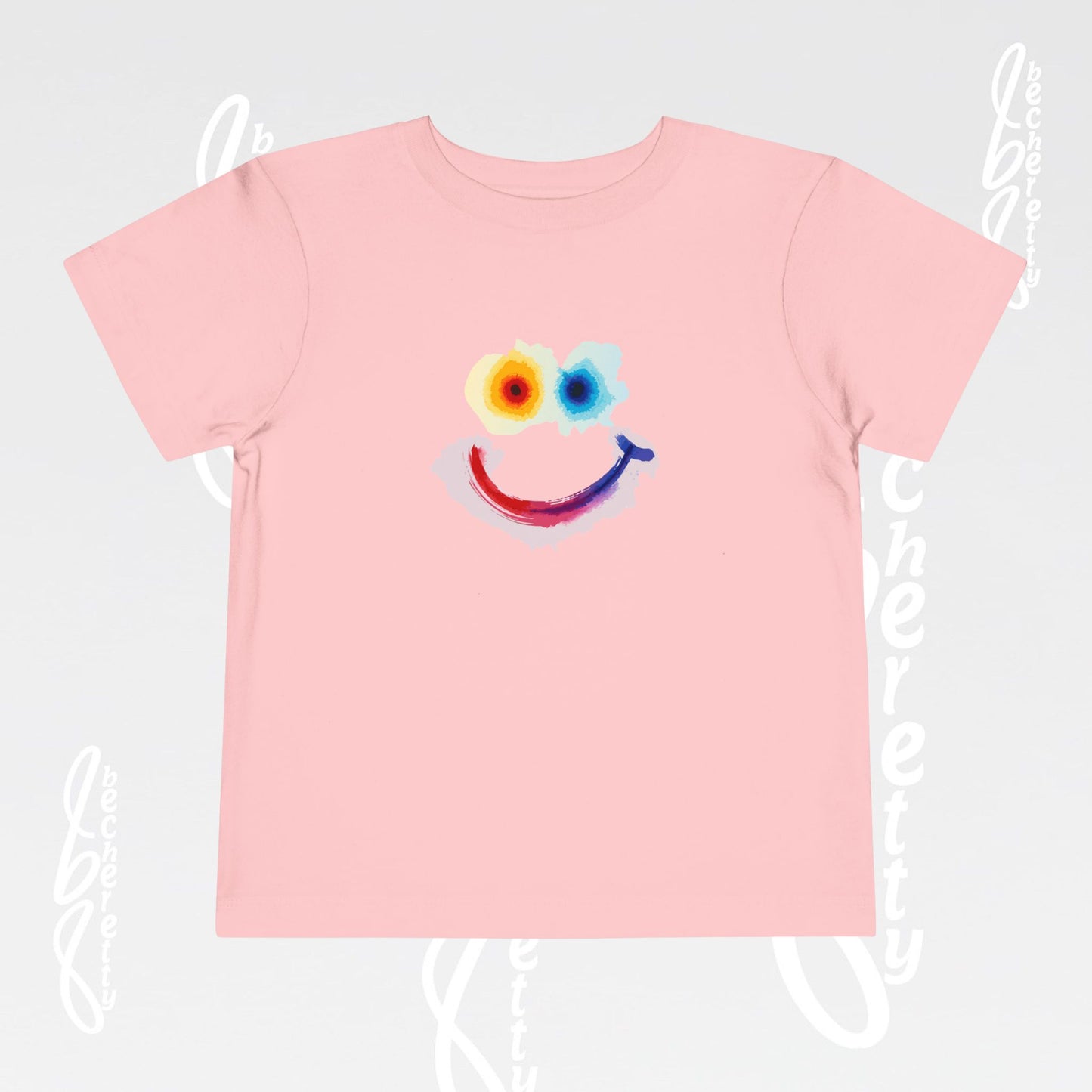 Toddler T-shirt - Colorful Watercolor Smiley Face - Art Graphic Minimalist Becheretty