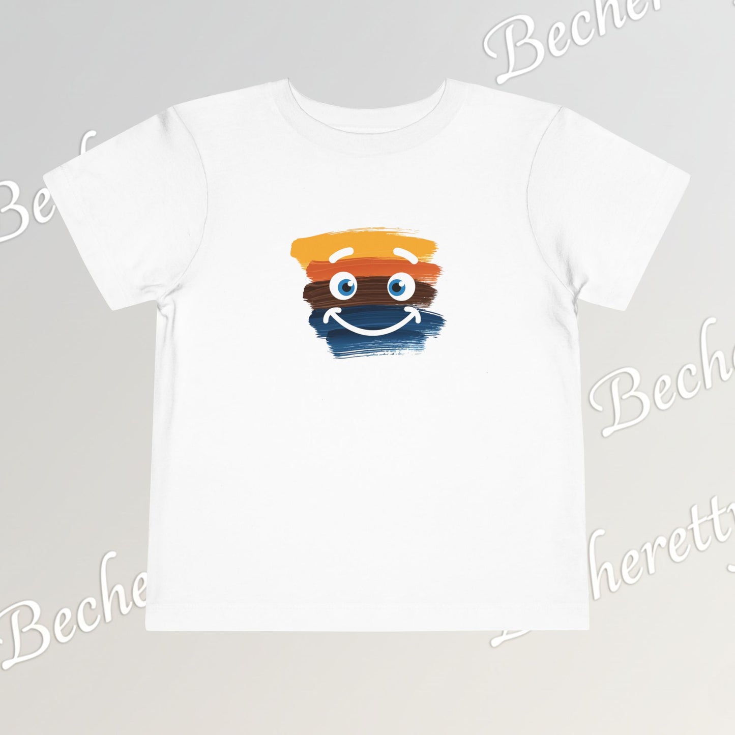Toddler Tee Smiley Watercolor Art Graphic Minimalist Becheretty - Happy Face Kids T-Shirt
