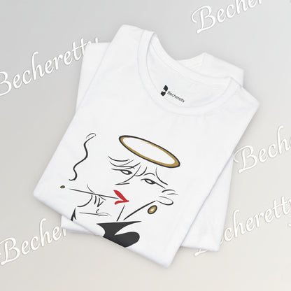 "Fallen Angel" Abstract Line Art Graphic Tee Becheretty - Channel your inner rebel with a touch of divine style