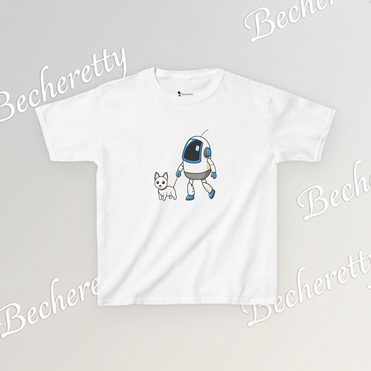 Cute Kids Robot & Dog  - T-Shirt for Youth - Art Graphic Becheretty - Gift for Children