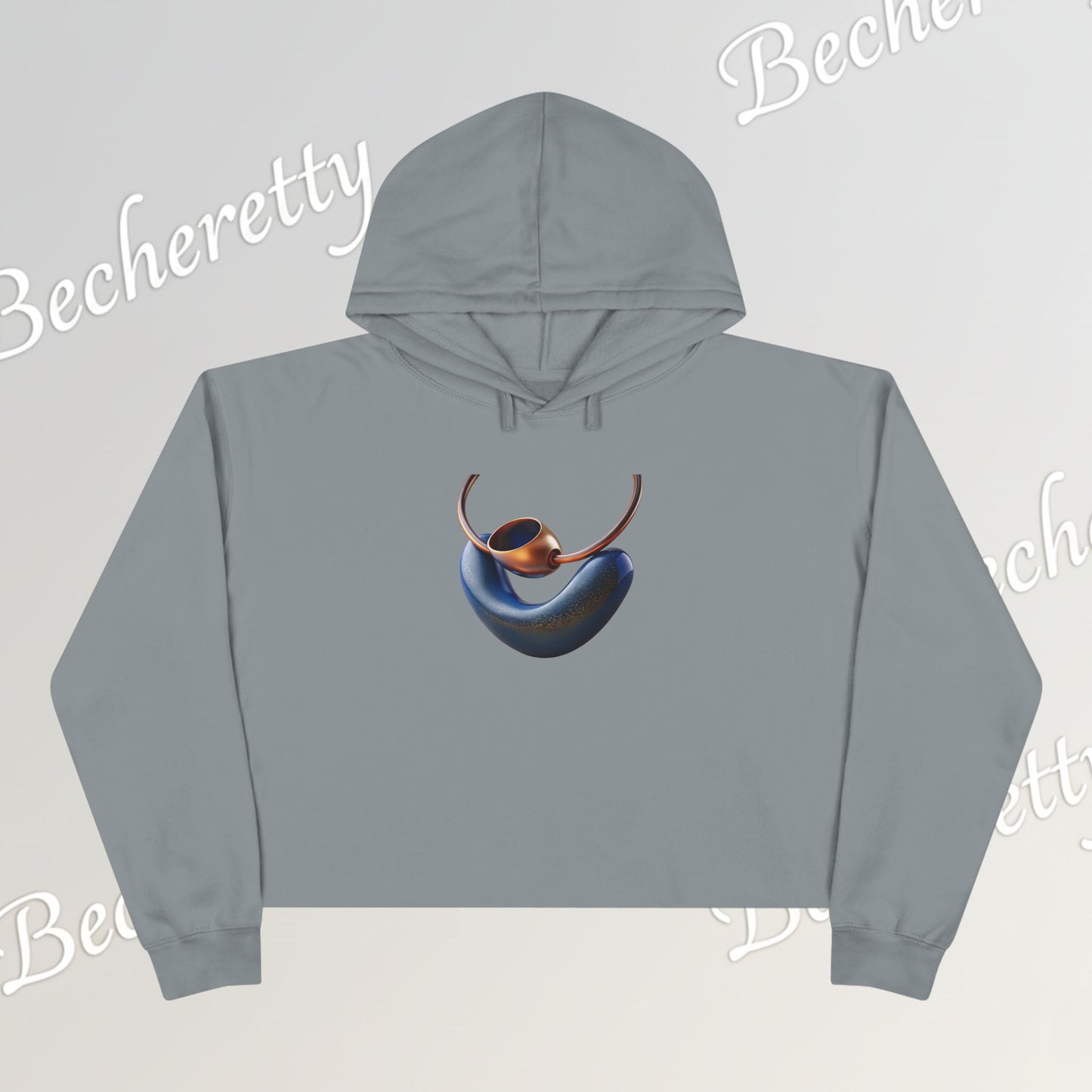 Trendy Crop Hoodie with Artistic Necklace Design Becheretty - Fashionable Sweatshirt, Gift for Her, Casual Wear, Stylish Loungewear