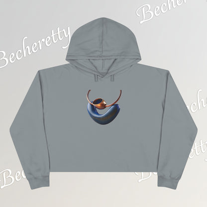 Trendy Crop Hoodie with Artistic Necklace Design Becheretty - Fashionable Sweatshirt, Gift for Her, Casual Wear, Stylish Loungewear