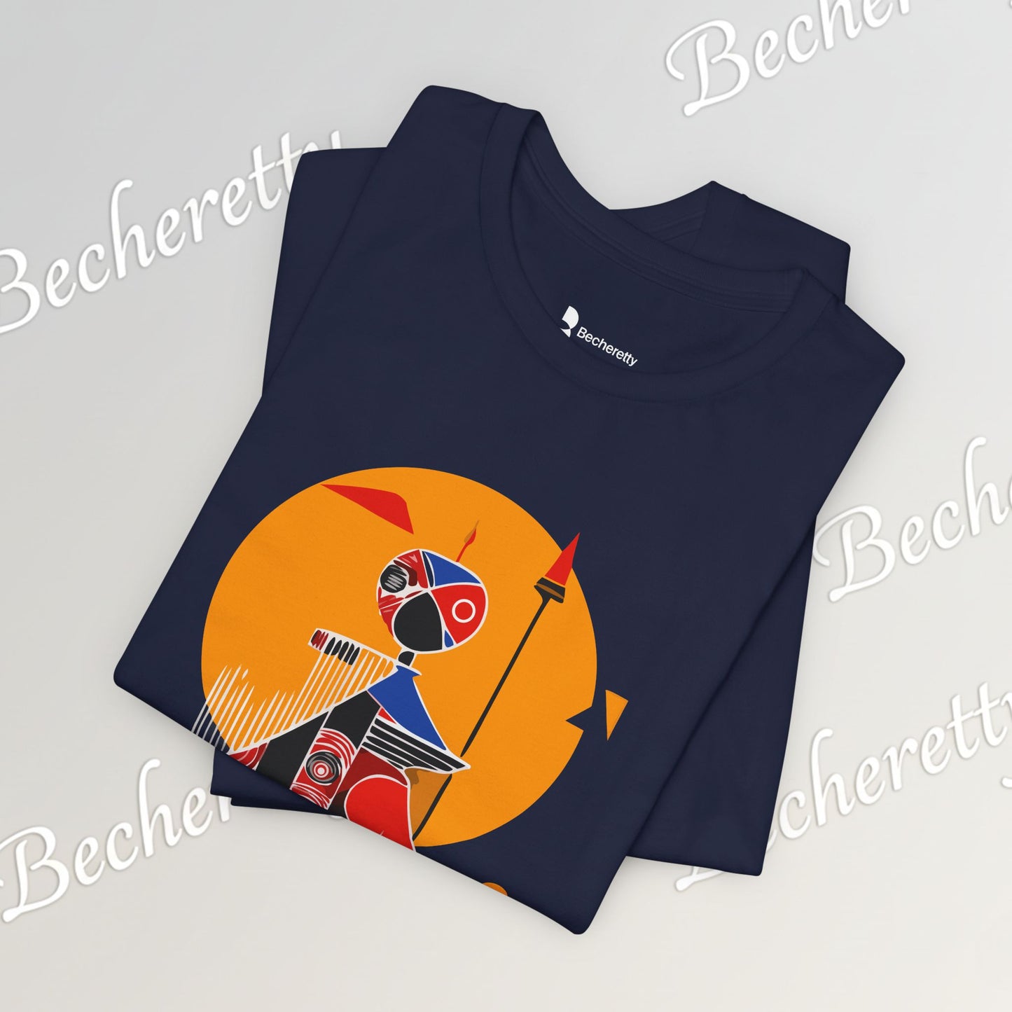 "Solar Guardian" Short Sleeve Becheretty T-shirt - Casual - Wear the strength of the sun and the precision of the spear