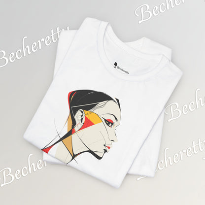 Abstract Profile Art Tee Becheretty — Minimal Geometric Woman Portrait T-Shirt
