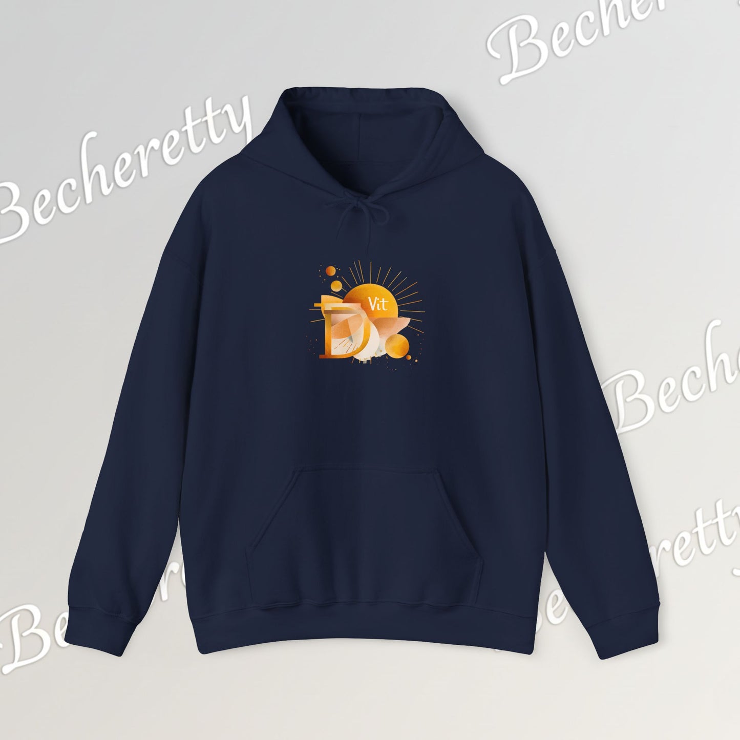 "Vit D" Graphic Hoodie - Art Minimalist Becheretty - Embrace the sunshine wherever you go, casual wear