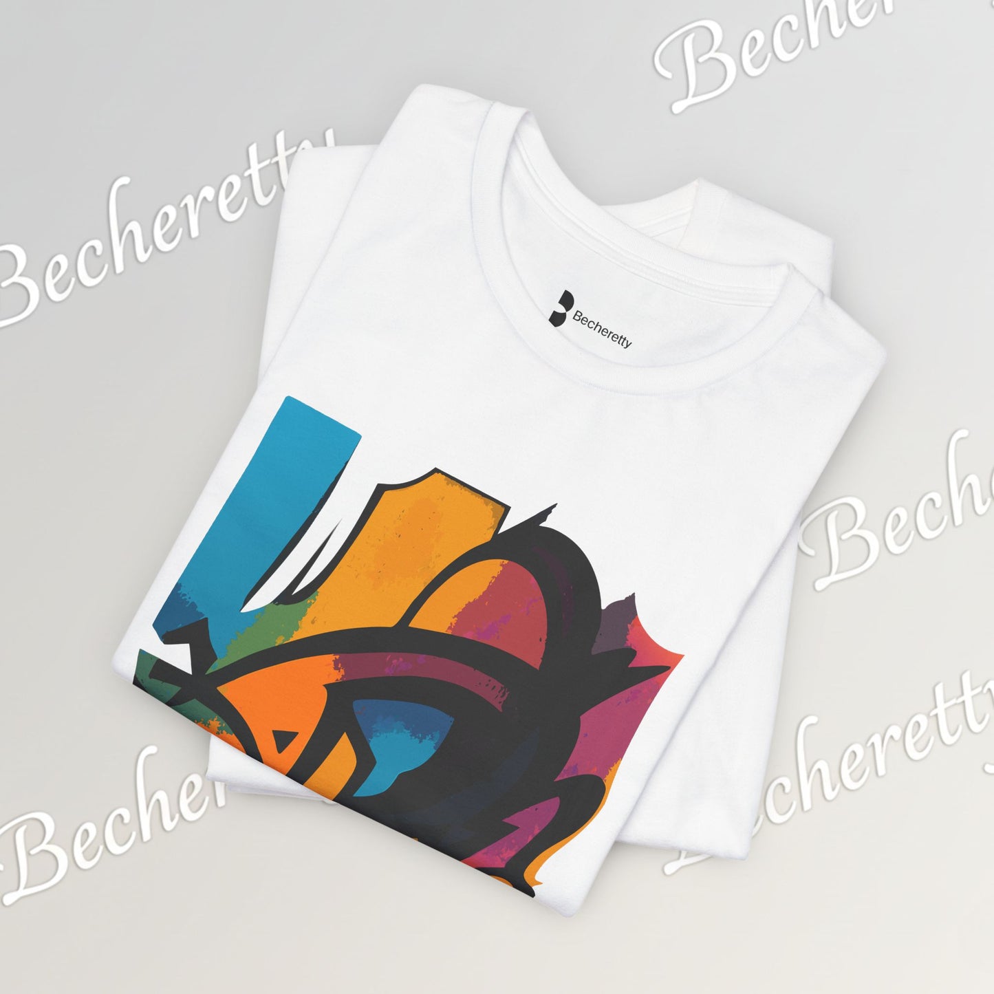 "Neon Fracture" — T-Shirt Becheretty - It captures the aesthetic of the shapes while nodding to those electric 80s/90s colors.