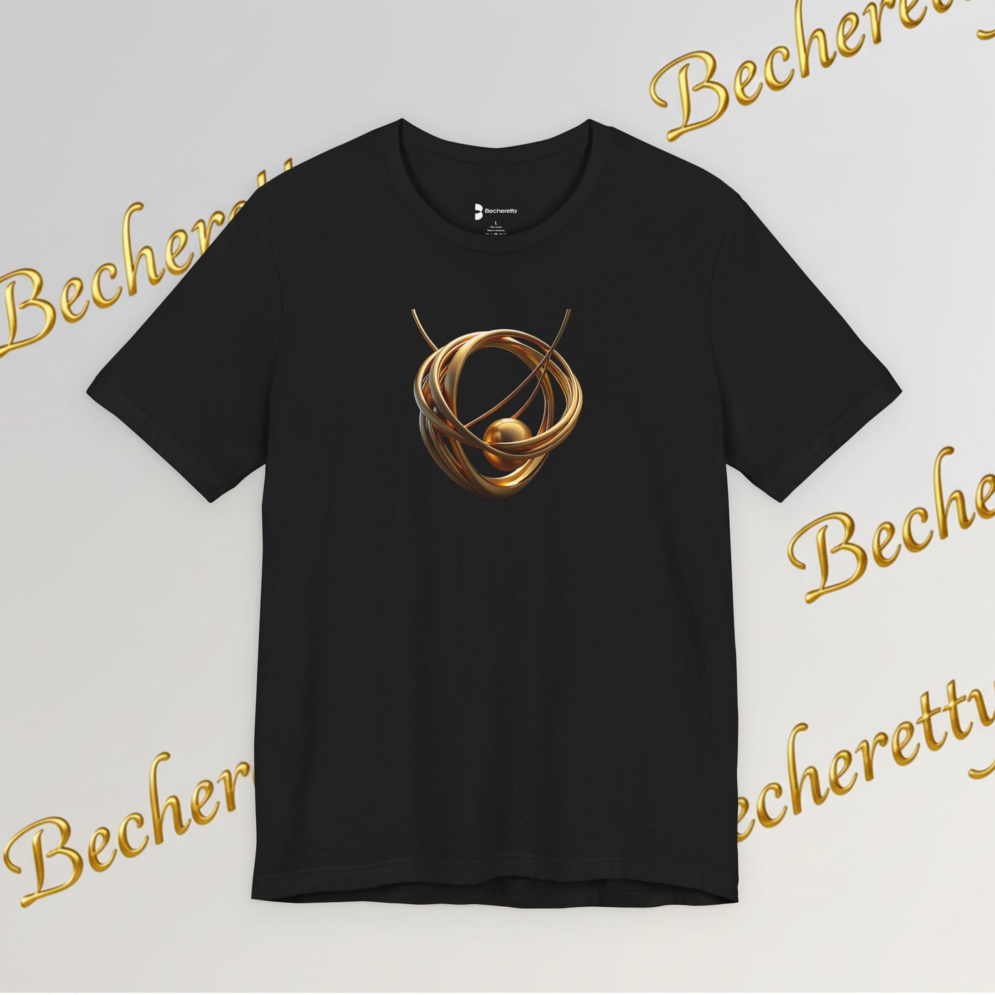T-Shirt - Golden Abstract Orb Graphic Art Becheretty - Perfect for everyday wear with a refined, contemporary edge.
