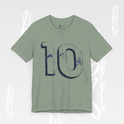 Stylish Unisex Tee - Number 10 - Casual Everyday Wear, Unique Gift  Sports Lovers, Becheretty Graphic, Team Spirit