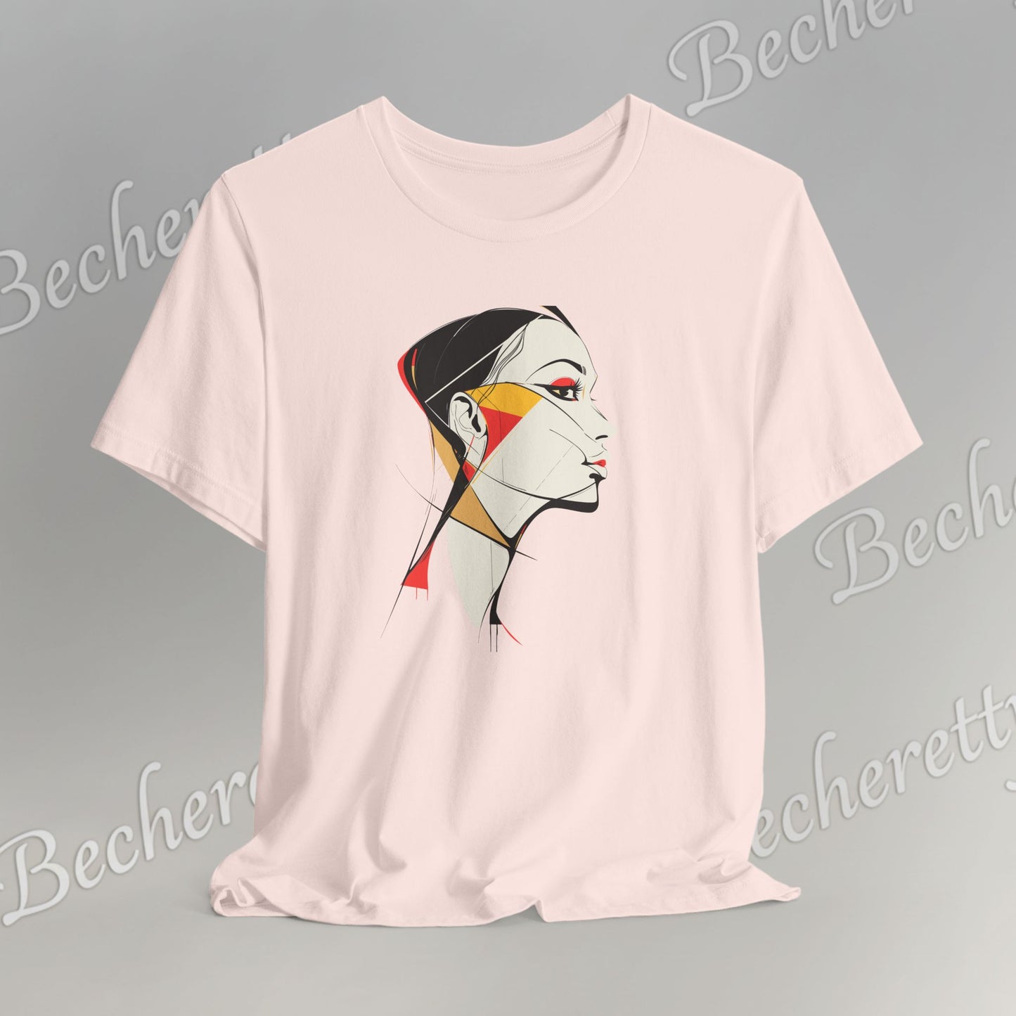 Abstract Profile Art Tee Becheretty — Minimal Geometric Woman Portrait T-Shirt