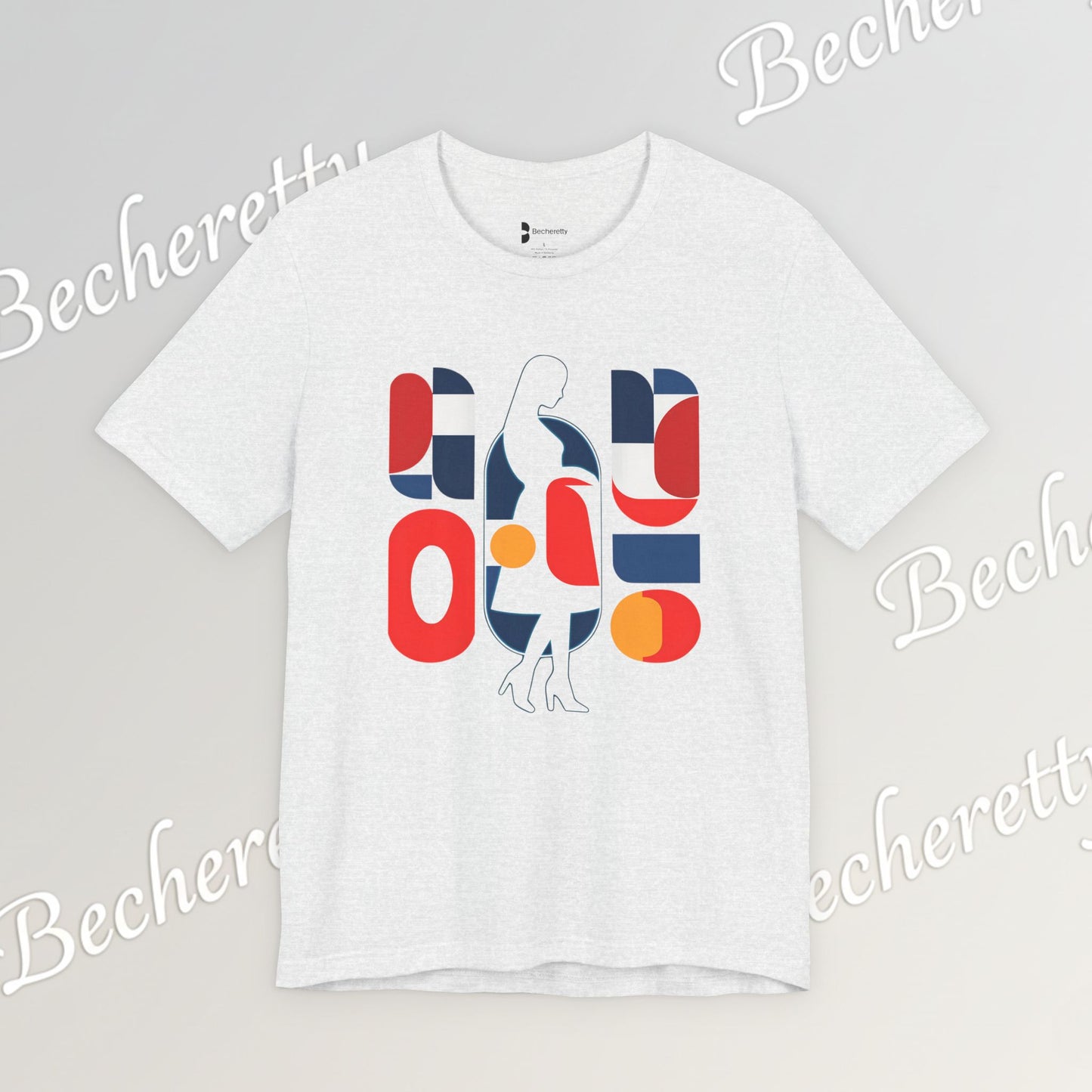 Luminous Silhouette T-Shirt - Bauhaus-inspired geometric shapes - Art Graphic Minimalist Becheretty