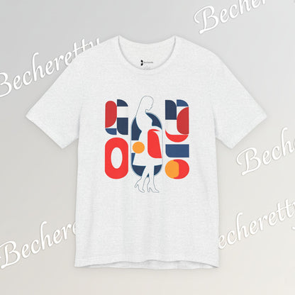 Luminous Silhouette T-Shirt - Bauhaus-inspired geometric shapes - Art Graphic Minimalist Becheretty
