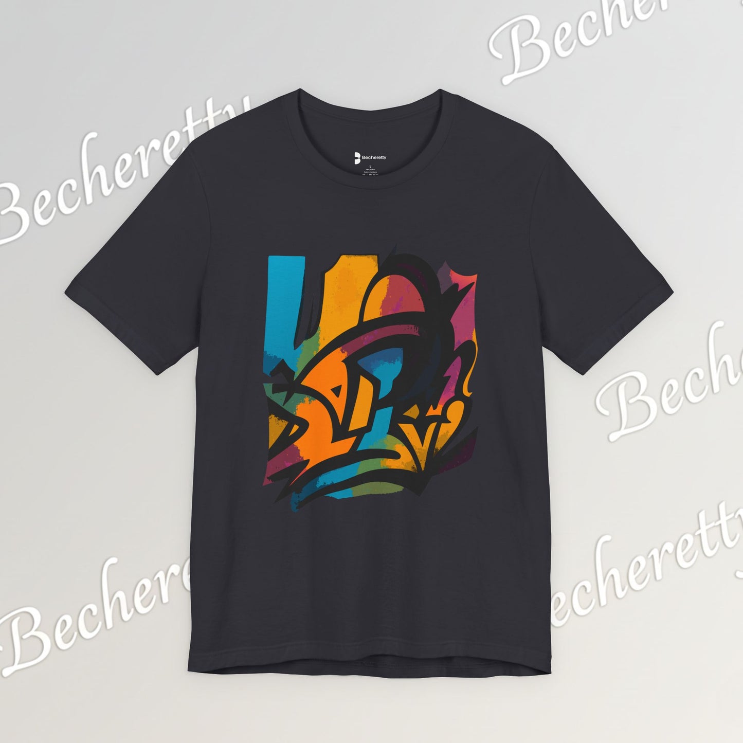 "Neon Fracture" — T-Shirt Becheretty - It captures the aesthetic of the shapes while nodding to those electric 80s/90s colors.