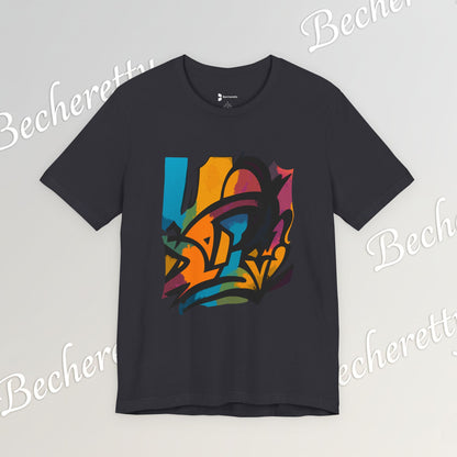 "Neon Fracture" — T-Shirt Becheretty - It captures the aesthetic of the shapes while nodding to those electric 80s/90s colors.