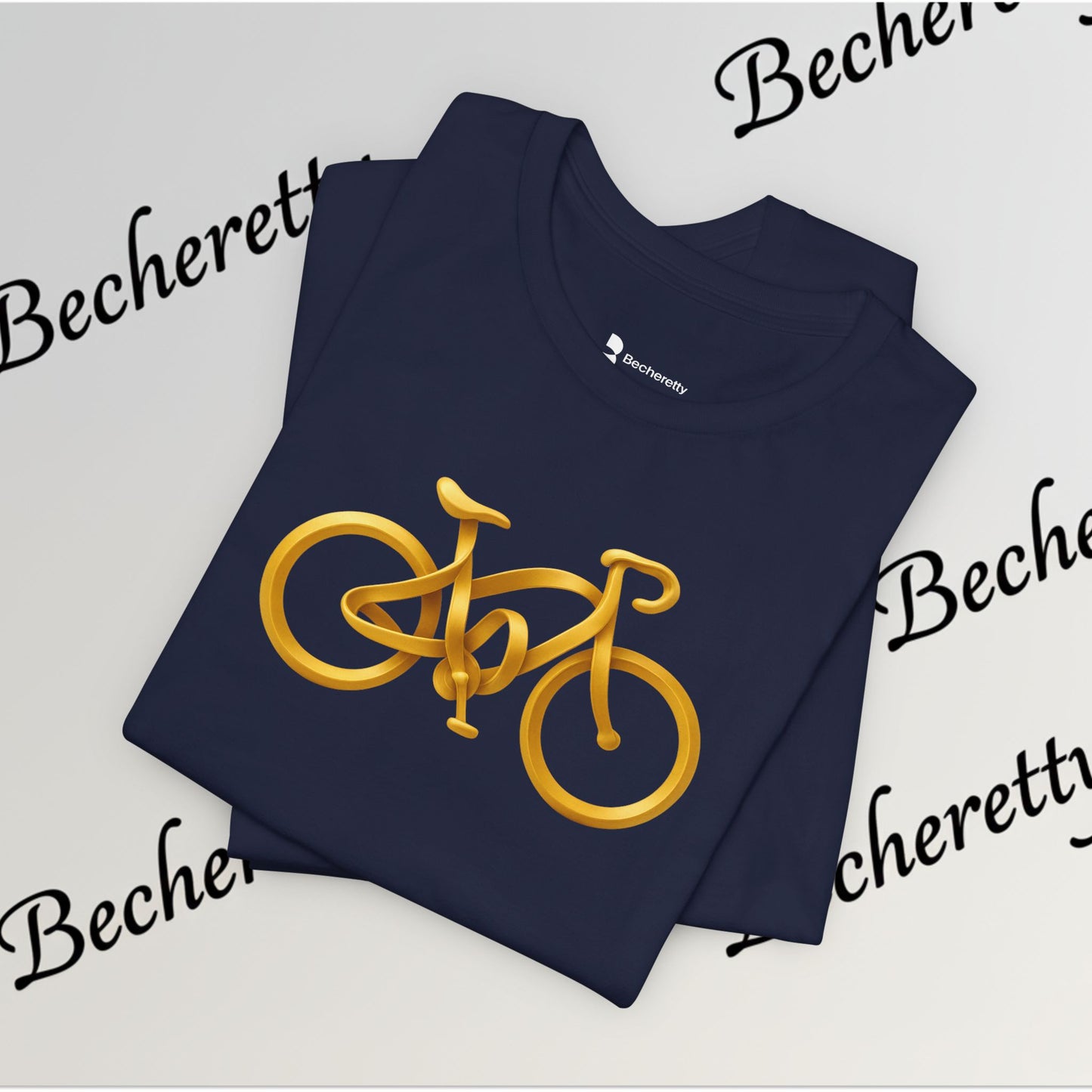 Gold Road Bike T-Shirt — Art Graphic Minimalist Becheretty - Gift Idea for Cyclist & Bike lovers