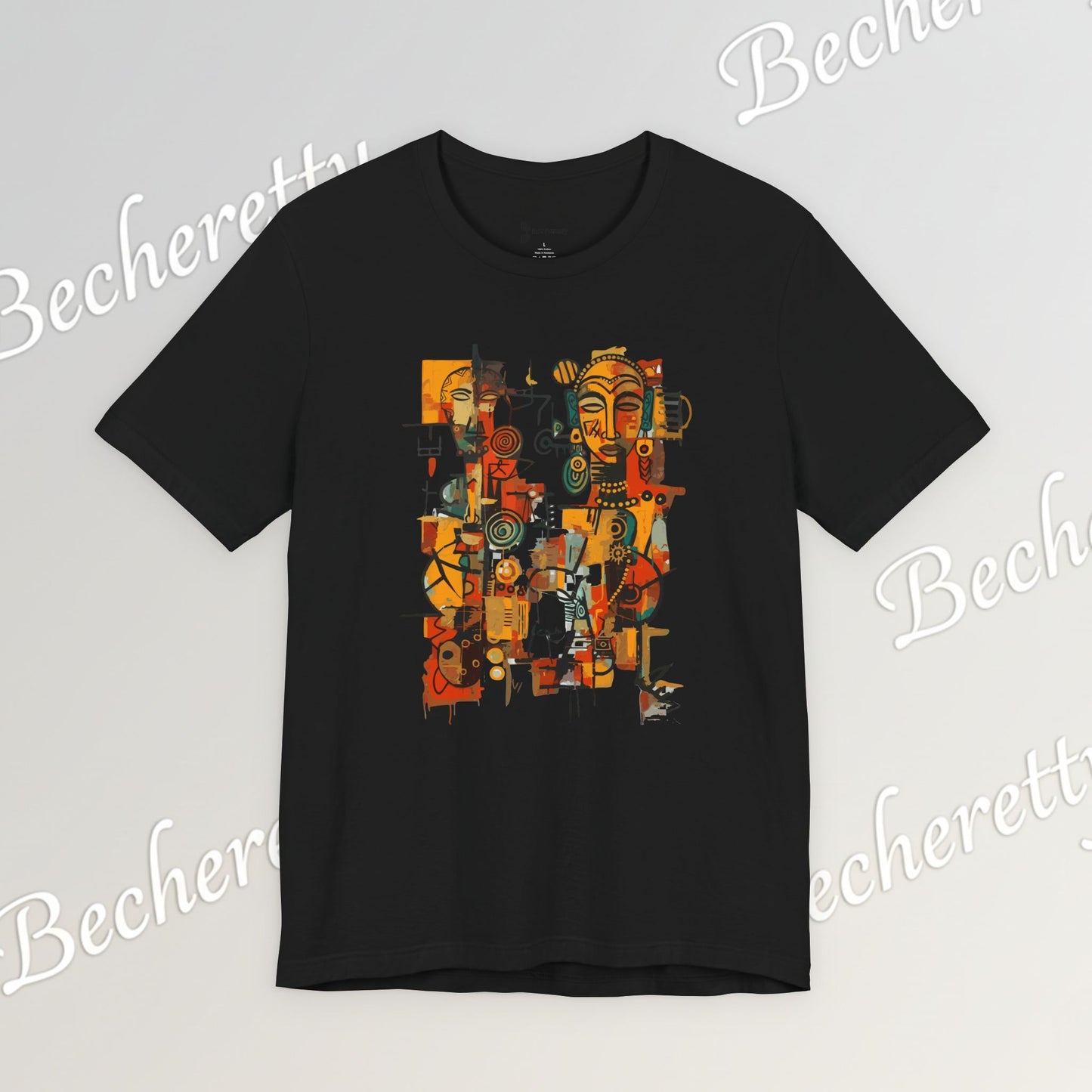 African Art T-Shirt "Ancestral Echoes" Graphic Becheretty - Abstract style - Ethno-Contemporary Fashion