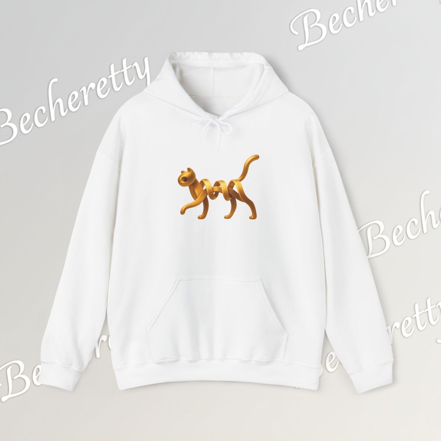 Golden Cat. Minimalist Graphic Hoodie Becheretty - Modern, and Effortlessly Etylish - Perfect for everyday wear with an artistic edge.