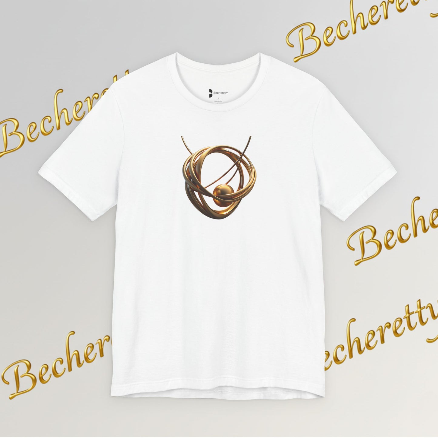 T-Shirt - Golden Abstract Orb Graphic Art Becheretty - Perfect for everyday wear with a refined, contemporary edge.