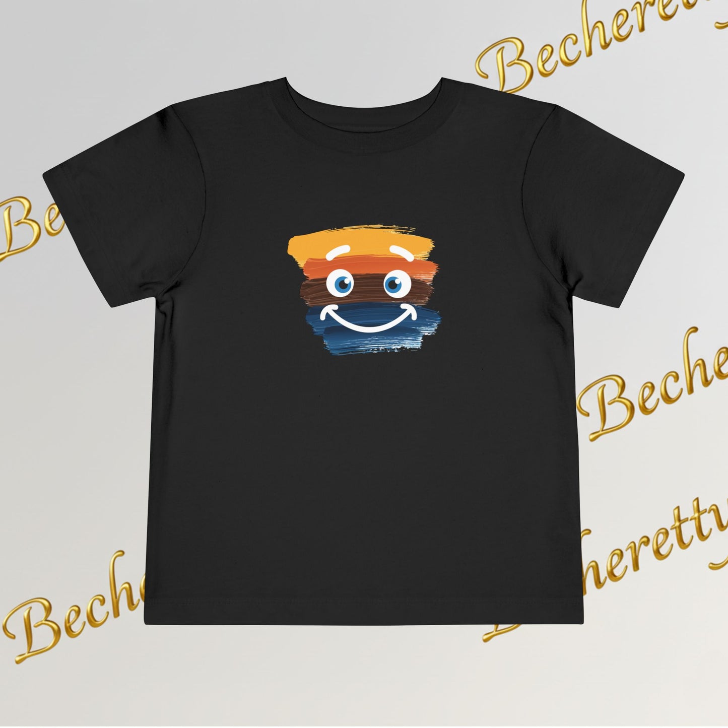 Toddler Tee Smiley Watercolor Art Graphic Minimalist Becheretty - Happy Face Kids T-Shirt