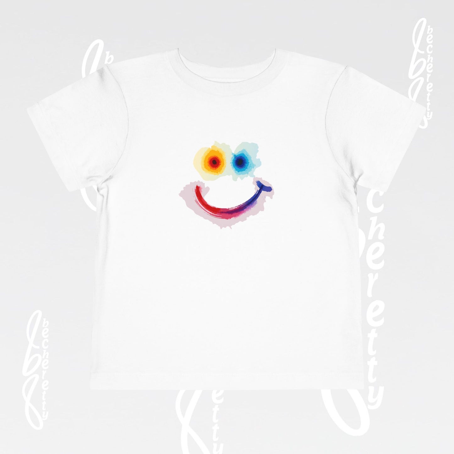 Toddler T-shirt - Colorful Watercolor Smiley Face - Art Graphic Minimalist Becheretty