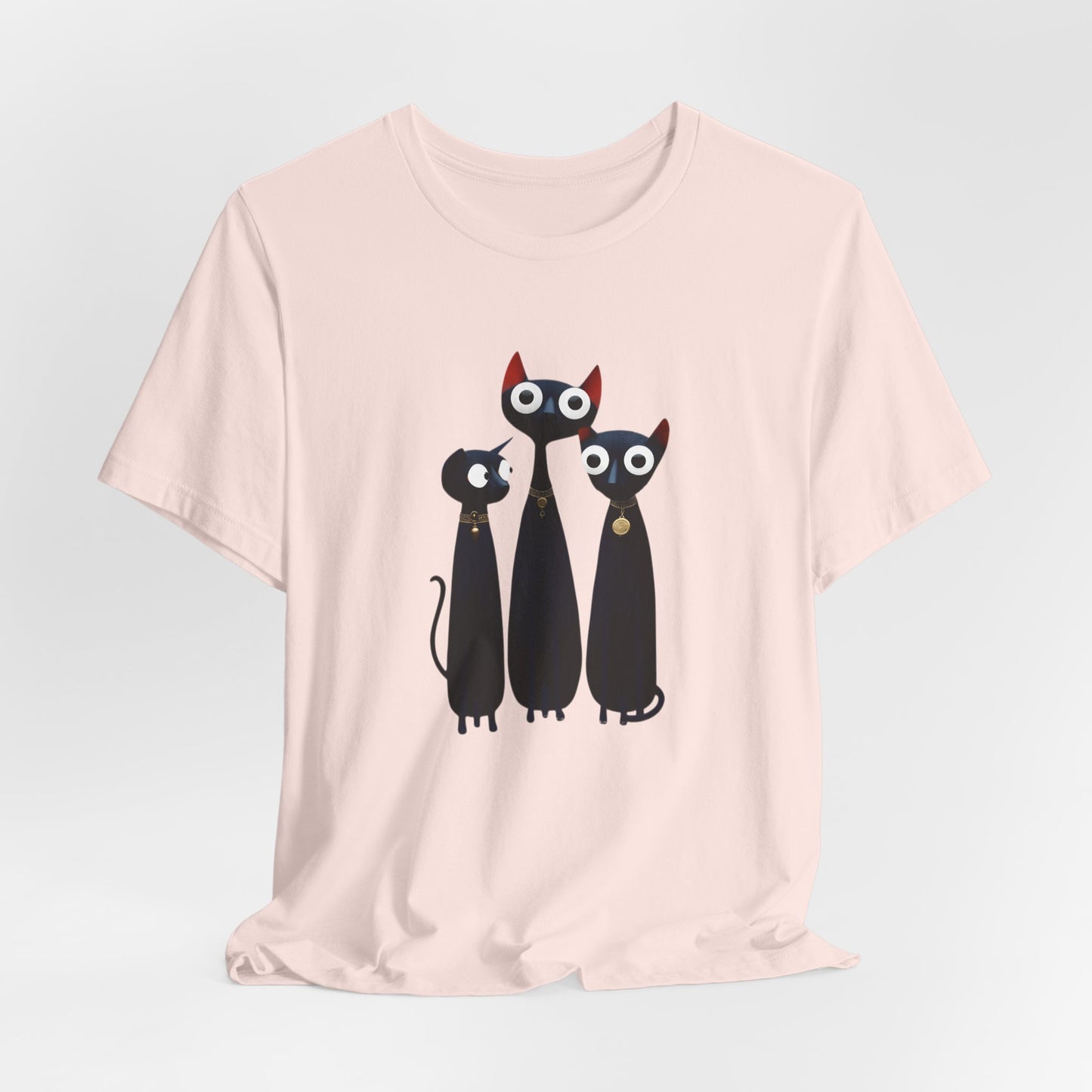 T-Shirt "Three Stylized Black Cats" | Cute Minimal Graphic Becheretty - Modern, artful touch