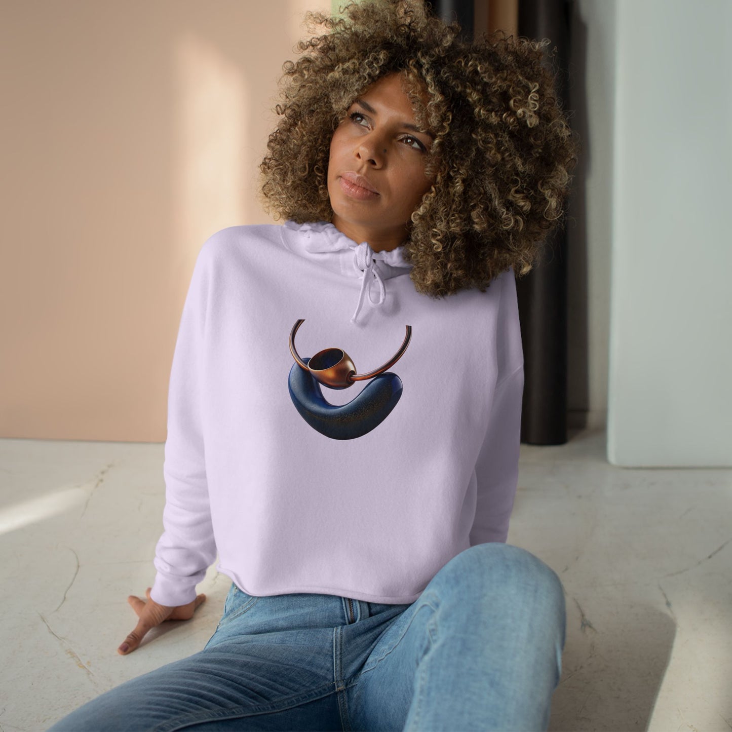 Trendy Crop Hoodie with Artistic Necklace Design Becheretty - Fashionable Sweatshirt, Gift for Her, Casual Wear, Stylish Loungewear