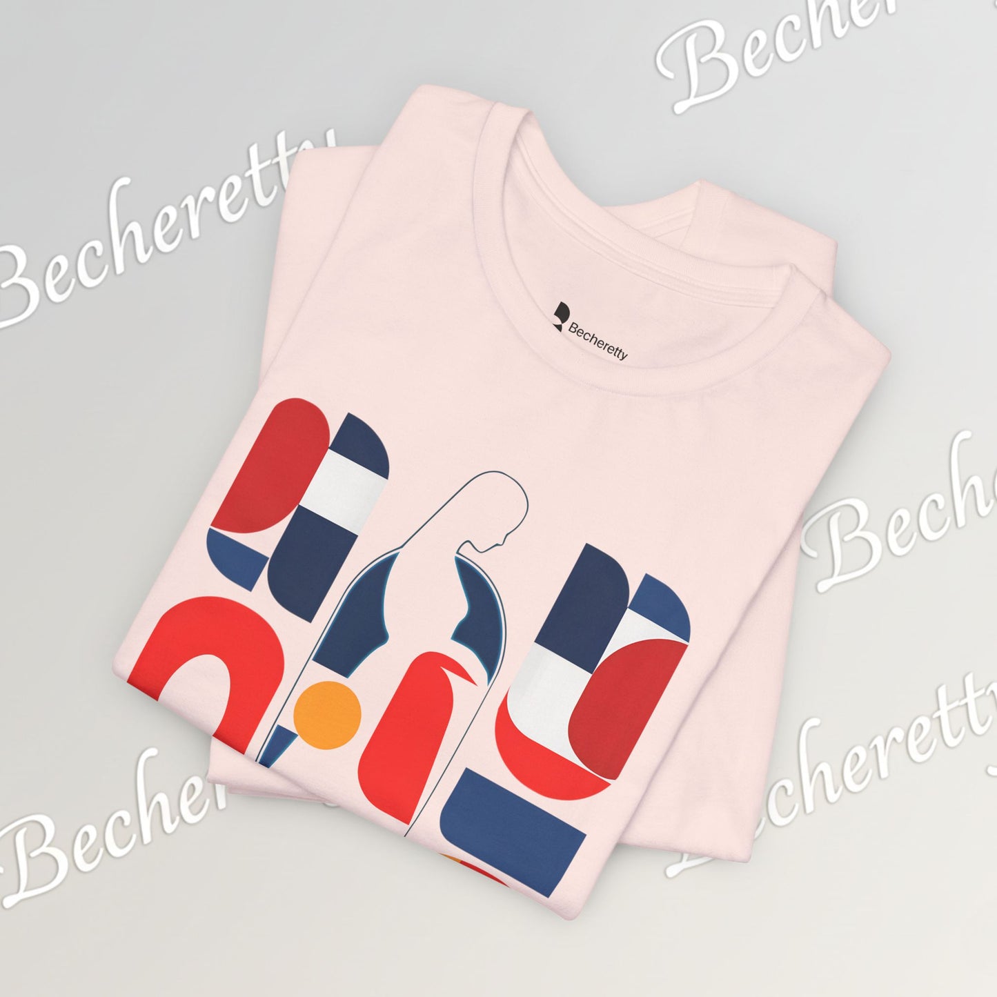 Luminous Silhouette T-Shirt - Bauhaus-inspired geometric shapes - Art Graphic Minimalist Becheretty