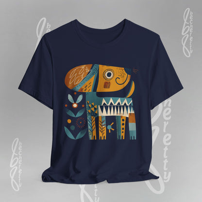 Abstract Guardian Folk Art Dog T-Shirt — Modern Canine Lover Gift
