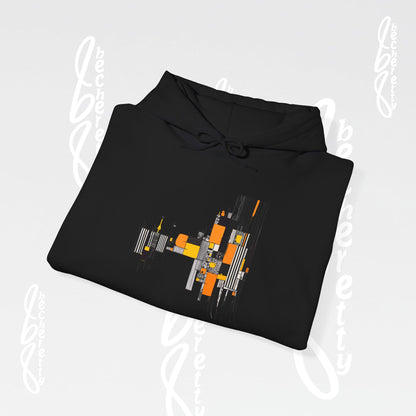 Abstract Geometric Hoodie — Modern Orange & Gray Minimalist Design - Art Graphic Becheretty